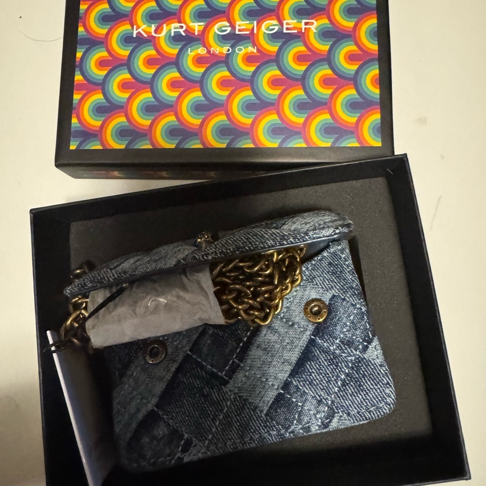 Kurt Geiger Denim Mini Bag with Gold Chain - Picture 14 of 15